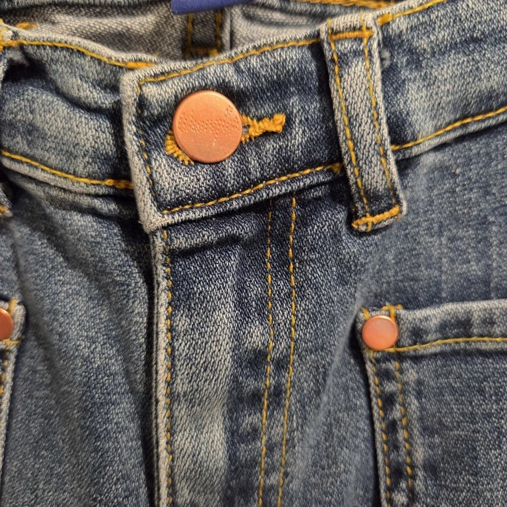 Mini Rodini x Wrangler Girls Bootcut Jeans Dove Print Denim Size 9-11Y